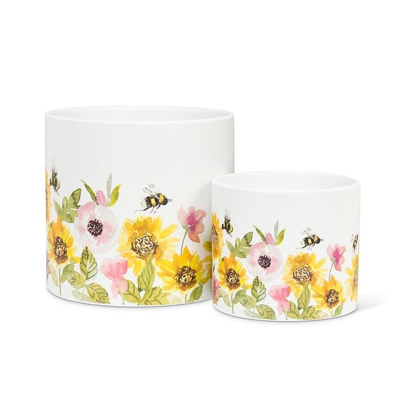 Abbott Collection Sunflowers & Bees Planter -, Small (4.5" D)