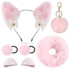 GFDSJKLCTH Cute Pink plush cat ear headband hair accessory set