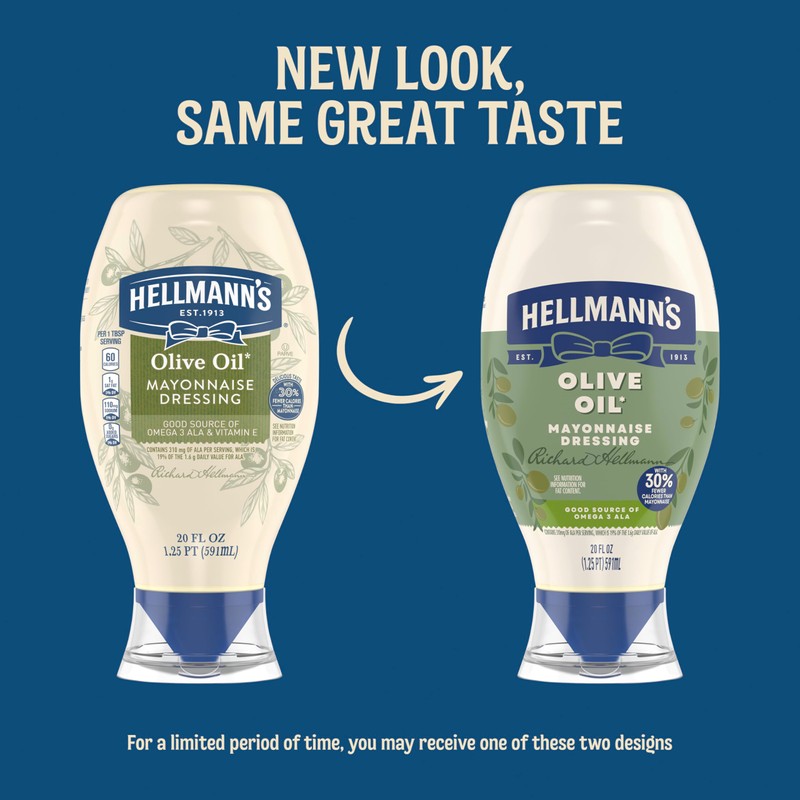 Hellmann's Mayonnaise Dressing with Olive Oil Squeeze Bottle Condiment for