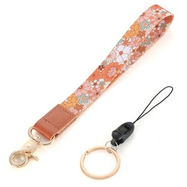 Insaizom Hippie Aesthetic Wrist Lanyard Key Chain, Cute Boho Wristlet Strap Keychain Holder for Women (Yellow flower)