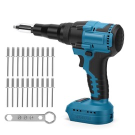 Remachadora Eléctrica Inalámbrica Brushless con Luz LED, Pistola de Remache compatible con Makita 18V, herramienta de remachado para talleres y bricolaje (Azul)