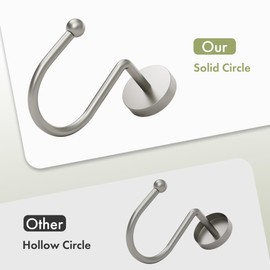 AmazerBath Shower Curtain Hooks, Shower Curtain Rings, Heavy Duty Modern Decorative Matte Nickel Shower Curtain Hooks Rust Proof Shower Hooks for Shower Curtain Liner Shower Rod Hook, 12Pcs