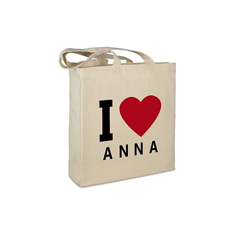 Stofftasche mit Namen Anna - Motiv I Love - Farbe