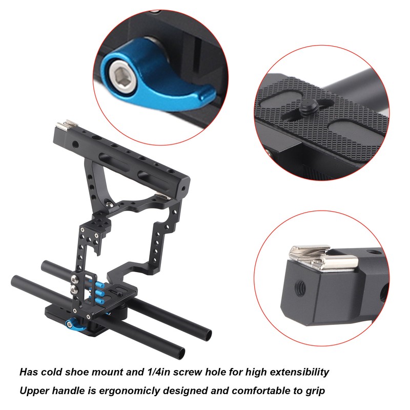 Aluminum Camera Cage Rig with Top Handle for A7 A7II
