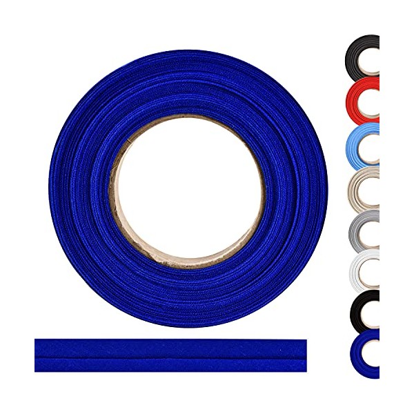 ME:NaMa 100% Cotton Bias Binding Tape - 10m x 18mm (Folded) - High Quality Hem Tape, Cotton Ribbon, Bias Binding - Ideal for DIY Sewing - Made in Belgium, on a Roll (Dark Blue)