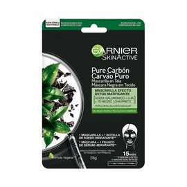 Garnier Skin Naturals Face Mascarilla facial en tela para piel grasa con carbon hidrabomb garnier, 1pza Carbon                                        