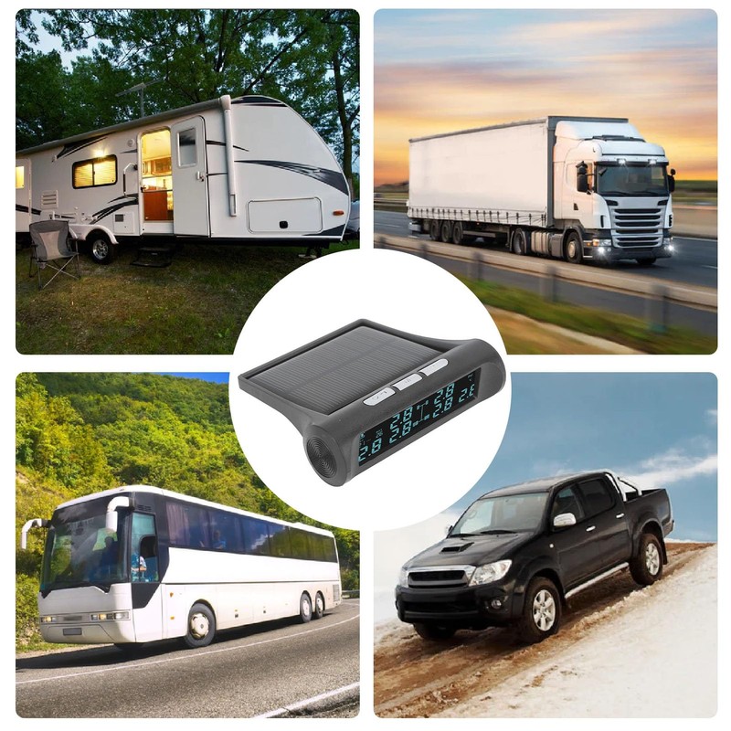 Wireless Solar TPMS Tire Pressure Monitoring System with LCD Display,