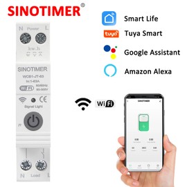 WiFi Circuit Breaker DIN Rail WiFi Smart Circuit Breaker DIN Rail Smart Meter 63A, Remote Control via App