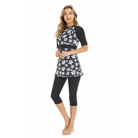TaissBocco Traje de baño modesto para mujer, manga corta, bikinis, surf, burkini, k6, XXXL
