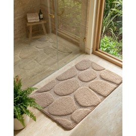 Color&Geometry Bathroom Rugs Non Slip Washable, 24"x36" Large Bath Mats Absorbent, Light Brown Shower Mat Outside Shower Quick Dry Bathmat for Bathroom Sink Laundry Room