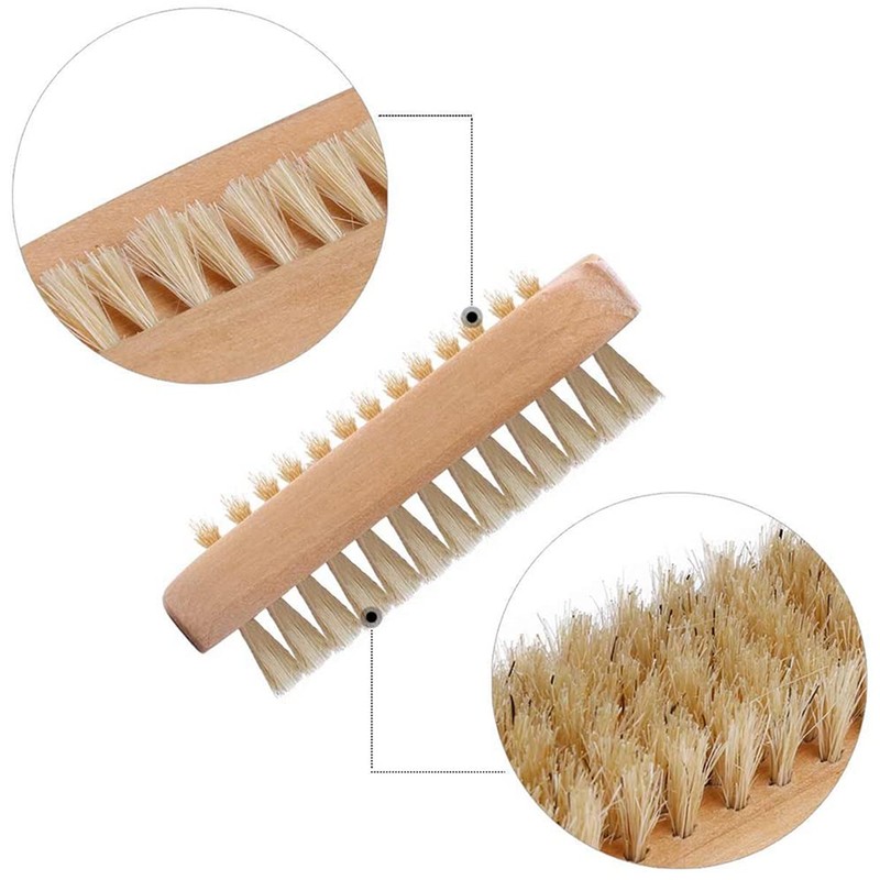 Natural bristles, manicure nail brush, wooden double-sided, manicure pedicure brush,