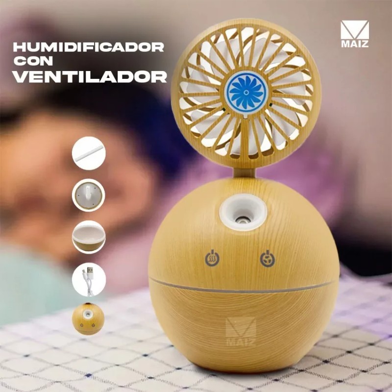 Maíz 3pzs Humidificador Difusor Ventilador Aromaterapia Luz Led