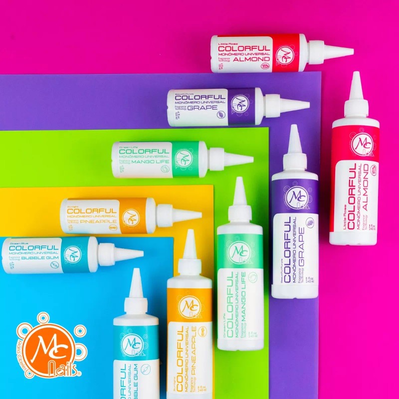 Mc Nails Monómero Para Uñas Acrílcas Colorful 8oz, 5 Aromas