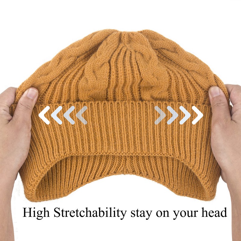 Muryobao Gorro de invierno para mujer, cálido, suave, elástico, holgado,