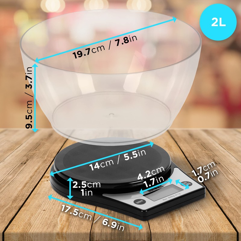 Duronic Digital Kitchen Scales KS6000 BK/CR | Black Design with