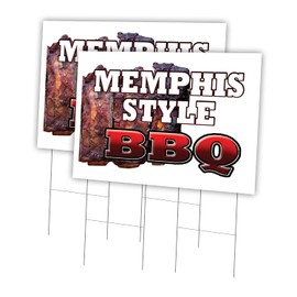 Memphis Style BBQ 2 Pack of 24" x 36" Yard Sign & Stake | Advertise Your Business | Stake Included Image On Front Only | Made in The USA