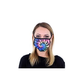 3 Pk Premium Tie Dye Print Reusable Face Mask Unisex Breathable Washable 2 Layer Ice Silk and Cotton Fabric