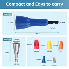 2 Pcs Wire Nut Twister & Wire Twister Tool for Drill, Electricians Wire Twister with 1/4" Chuck,Electrical Wire Twisting Tool Suitable for Wire Sizes of 9-22 AWG with 25 Pcs Wire Connectors Nuts