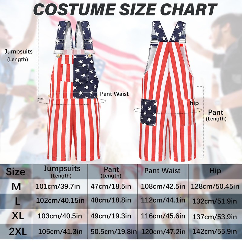 Yi-gog American Flag Coveralls for Unisex Bib Overalls Festival Jumpsuits
