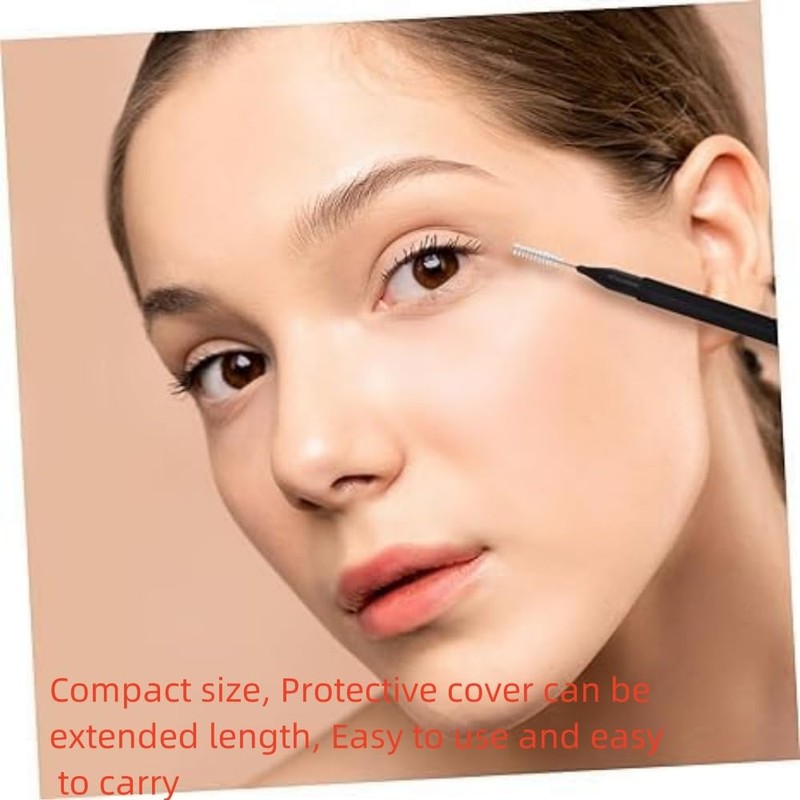 HIDOSNG 100 Pcs Micro Eyebrow Brush with Cap, Brush Eyelash