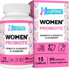 Vaginal Probiotics for Women, 300 Billion CFUs Probiotics for Women, 15-in-1 Womens Probiotic & Prebiotics, for Vaginal, Urinary Tract, PH Balance, Immune, Digestive & Gut, Bloating Health, 60 Caps