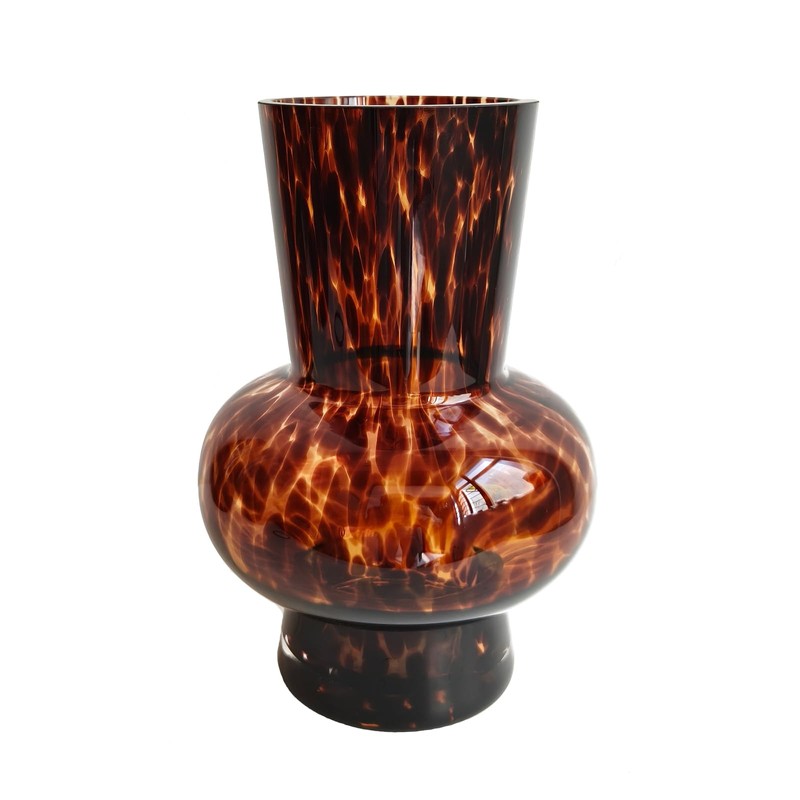 8" High Luxe Leopard Glass Vase — Unique Modern Amber