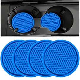 ZSDY Car Cup Coaster, 4PCS Universal Auto Non-Slip Cup Holder Embedded in Ornaments Silicone Coaster, Car Interior Accessories Sets, Blue