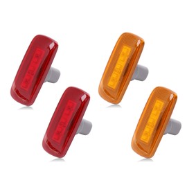 Rear Bed Side Marker LED Fender Lights for 2010-2017 Dodge and 2011-2016 Ram Dually Truck Double Wheel Side Fenders Aftermarket Replacement, Full kit, Clear (2x Amber + 2x Red) OE# 55077458AA 264131