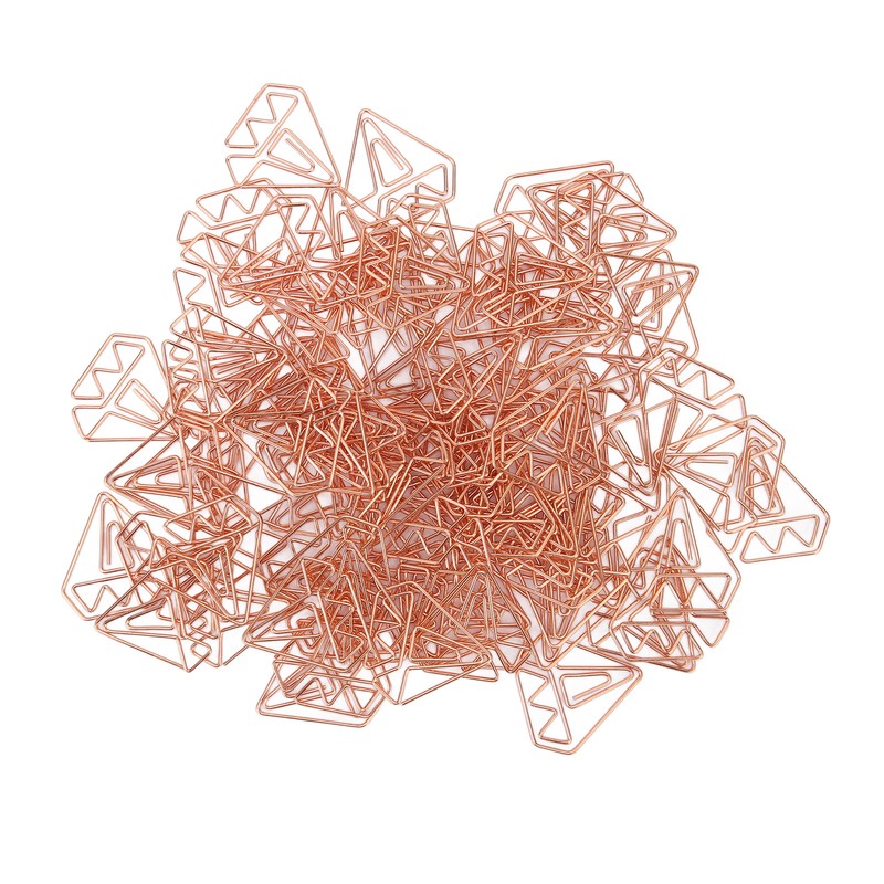100pcs Rose Gold Paper Clips Cute Diamond Shaped Multifunctional Metal