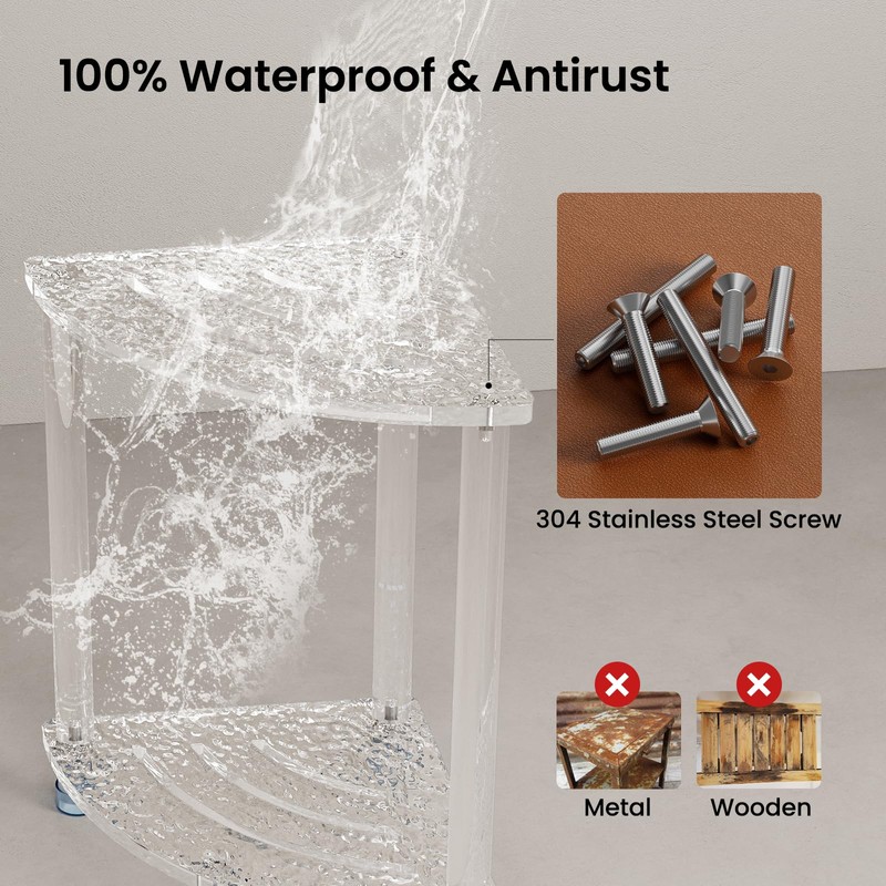 Sumerflos Acrylic Corner Shower Stool for Inside Shower, Clear Small