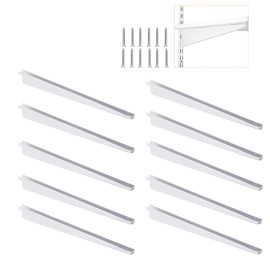 10 Pack 7‑Inch Adjustable Wire Shelf Brackets – Heavy‑Duty Double‑Track Closet & Wall Shelving System Supports（White）