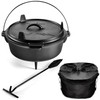 Uno Casa 6Qt Cast Iron Camping Dutch Oven with Lid