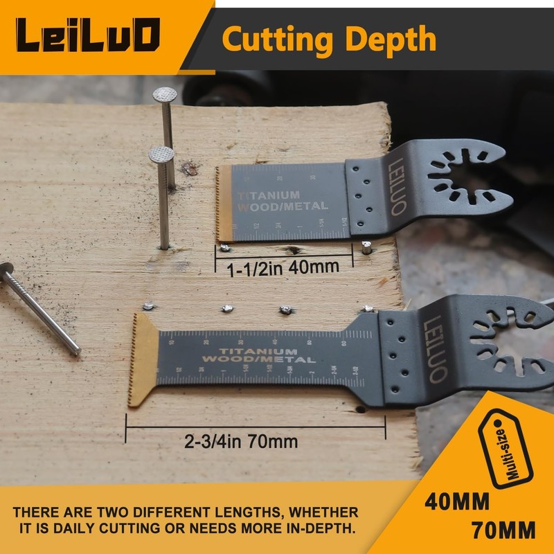 LEILUO 10 Pcs Titanium Oscillating Multitool Blades for Wood and