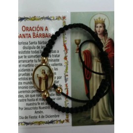 St. Santa Barbara Pulsera negra /Saint Barbara Black bracelet adjustable