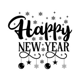 Newstamps Happy New Year Wooden and Rubber Stamp for Cards and Gifts, Wooden Stamp for New Year, Christmas Card, Advent, Scrapbook, Textile Stamp, Decoration, Children