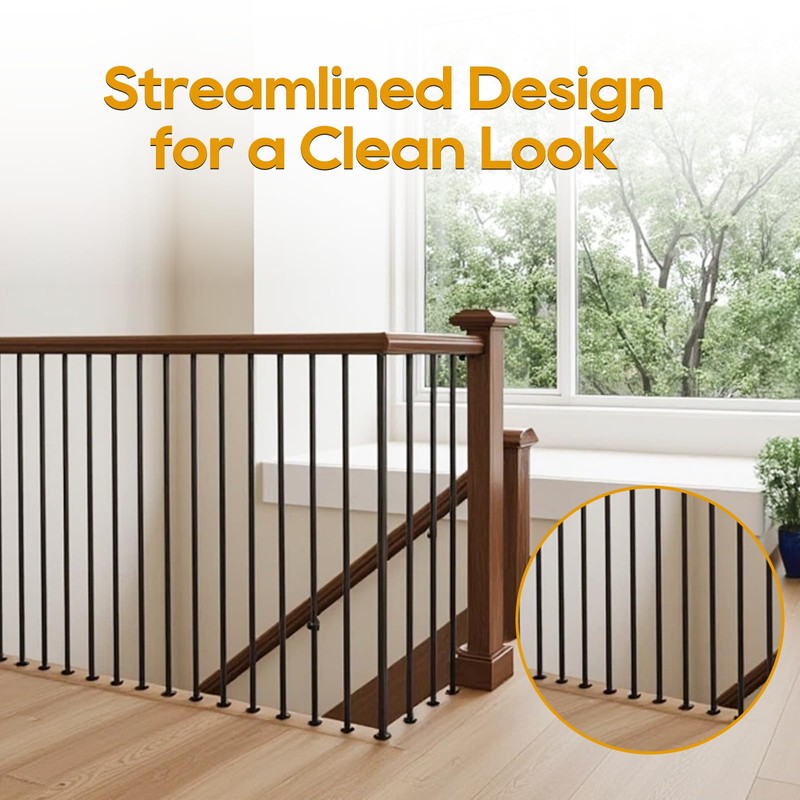 12P Wrought Iron Balusters Plain Bar for Staircase, 1/2" x