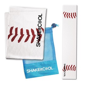 SHAKEitCOOL Original Cooling Towel – Be Cool in Style - Heat Relief, Soft, Lightweight, Sun Protection, Easy Clean - Perfect for Biking, Running, Yoga, Gym, Gardening - Baseball