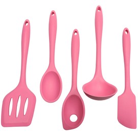 Chef Craft Premium Silicone Kitchen Tool and Utensil, 5 Piece Set, Pink