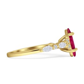 OMRANII Yellow Tone Ruby CZ Size-10 Art Deco Marquise Shaped Vintage Style Wedding Engagement Ring Solid 925 Sterling Silver Gift For Women