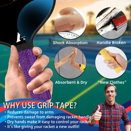 AIBLTAY Pickleball Grip Tape,5 Pack Colorful Cotton Towel Paddle Overgrip,Anti Slip Absorbent Sweatband Tape for Tennis,Badminton Racket Handle (Color 2)