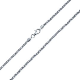 Bali Style Popcorn Coreana Chain Necklace in Black Oxidized .925 Sterling Silver,Slender 3MM 18 Inches, Made in Italy - Perfect for Women