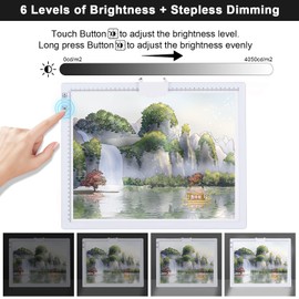 ASRAS A3 Light Box for Tracing, Rechargeable Battery Powered Tracing Light Box, 3 Colors Stepless Dimmable 6 Levels of Brightness Diamond Painting Light Board ,Built-in Stand, Magnet Clip