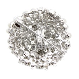 Elegant and Beautiful Pearl Silver Plated Heart Flower Zirconia Crystal Antique Brooch (PearlBunch)