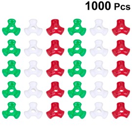 Greenery Wreath Nativity Decor Tri- Shaped Bead 1000Pcs Christmas Tri- Shaped Beads DIY Bracelet Jewelry Making Beads Plastic Xmas Trigeminal Loose Beads Candy Wreath Red Ornament