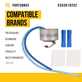 PartsBroz 5303918202 Defrost Thermostat - Compatible with Frigidaire Kenmore Crosley Westinghouse Refrigerator - Replaces AP2150133 EA469510 PS469510 833603 AH469510 EA469510 241619705