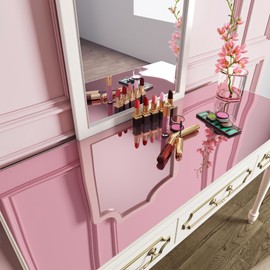 ReWallpaper Flexible Mirror Sheet Self Adhesive Non Grass Mirror Stickers for Walls Metallic Wall Sticker Decor Peel and Stick Reflective Rose Gold Wallpaper for Crafts DIY Cabinet Dresser 15.8inX10ft