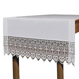 Trinity Church Supply Budded Cross Lace Altar Cloth Church Communion Supplies Outdoor Indoor Party Table Cloth, 75 Inch x 28 Inch