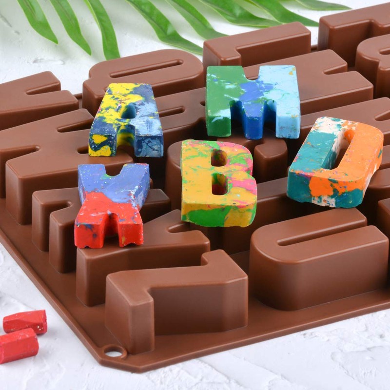 26 Cavities Large Letter Molds Silicone Alphabet Mold for Crayon,