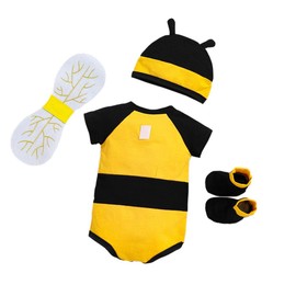Dressy Daisy Infant Baby Honey Bee Onesie Romper Costume Bodysuit Party Dress Up Set with Wings, Socks and Hat Size 9-12 Months