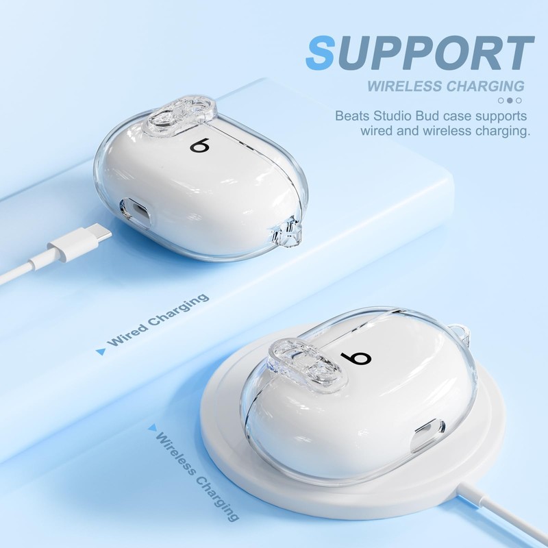 Compatible with Beats Studio Buds/Studio Buds Plus Case Cover Clear